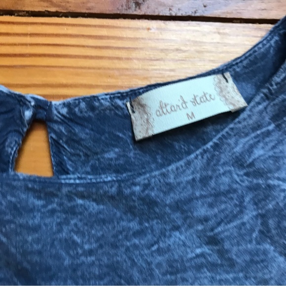 Altar’d State Blue Cotton Cold Shoulder Lace Top, EUC, M - Picture 2 of 10